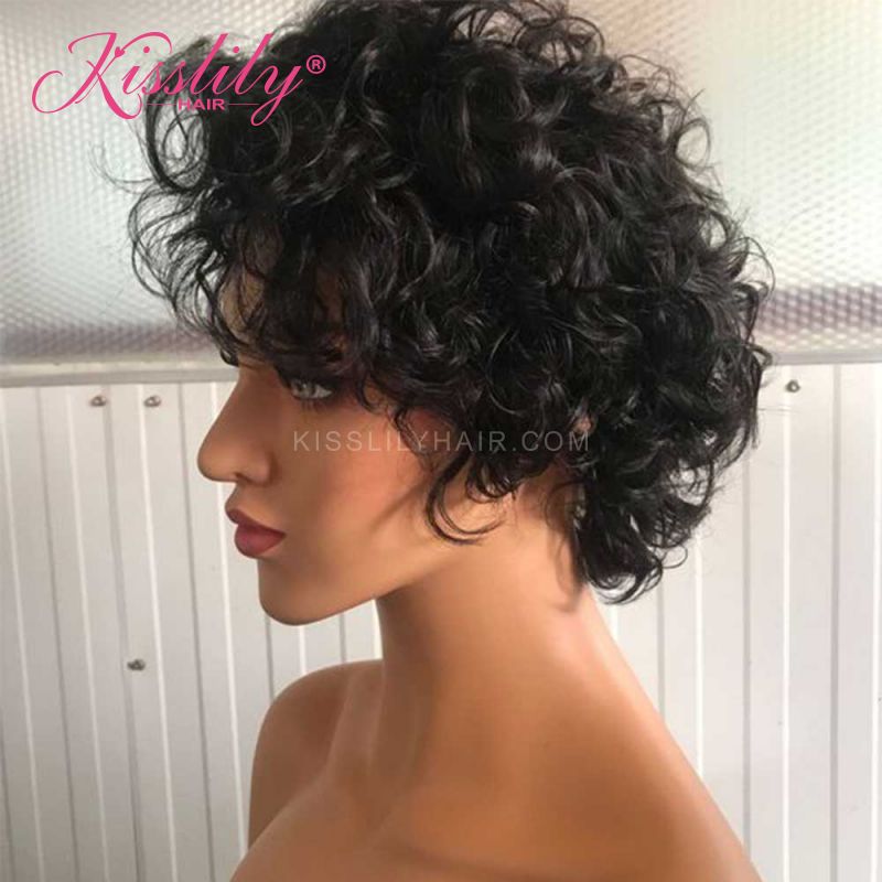 Kisslily Hair Short Bob 13x4 Lace Frontal Human Hair Pre Plucked 180% Density [CDC62]
