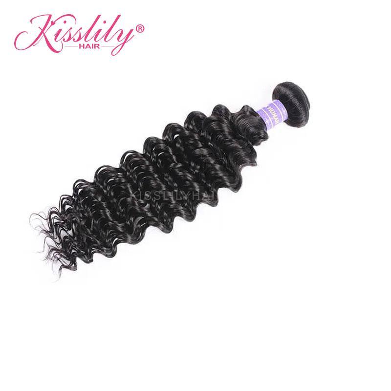 Kisslily Hair 1 PC Deep Wave Indian Virgin Bundle [WEFT03]-Hair Accessories-Kisslilyhair
