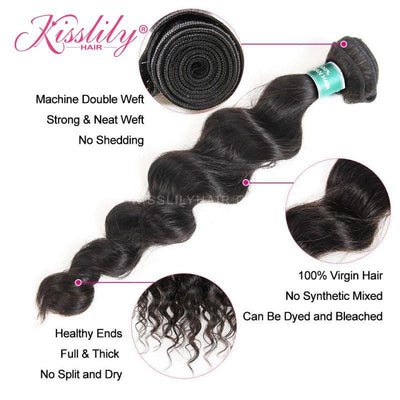 Kisslily Hair 1 PC Loose Wave Indian Virgin Bundle [WEFT06]-Hair Accessories-Kisslilyhair