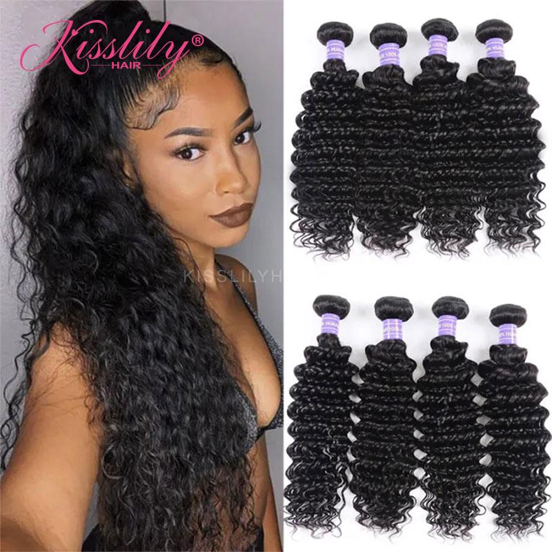 Kisslily Hair 13x4 Frontal Deep Wave With 4 Bundles [FW01]