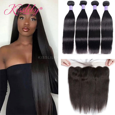 Kisslily Hair 13x4 Frontal Silky Straight With 4 Bundles [FW04]