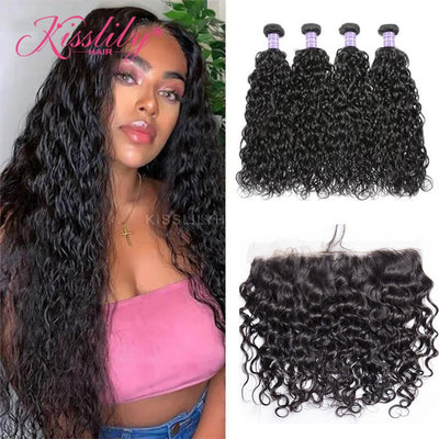 Kisslily Hair 13x4 Frontal Water Wave With 4 Bundles [FW05]