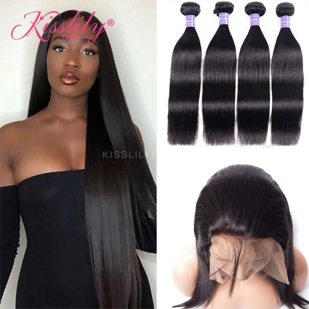 Kisslily Hair 13x4 HD Lace Frontal Straight With 4 Bundles [FW15]