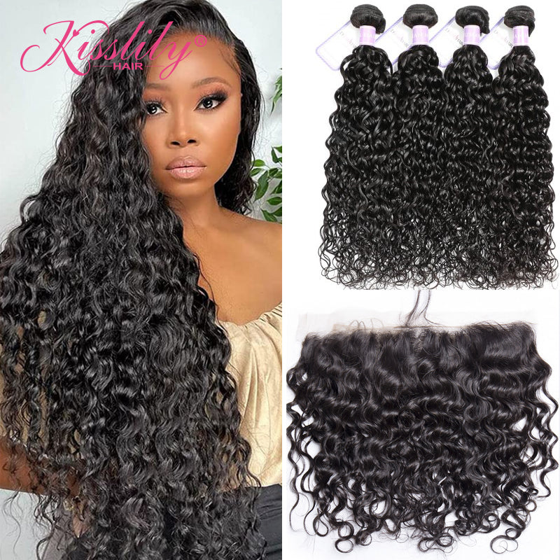 Kisslily Hair 13x4 HD Lace Frontal Water Wave With 4 Bundles [FW17]