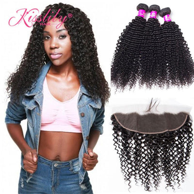 Kisslily Hair 13x4 Lace Frontal Deep Curly With 3 Bundles [FW22]-Hair Accessories-Kisslilyhair