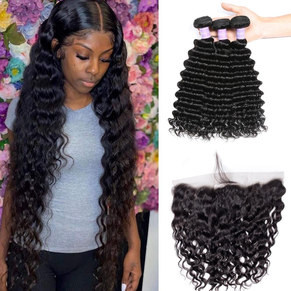 Kisslily Hair 13x4 Lace Frontal Deep Wave With 3 Bundles [FW21]-Hair Accessories-Kisslilyhair