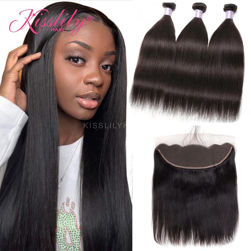 Kisslily Hair 13x4 Lace Frontal Silky Straight With 3 Bundles [FW18]-Hair Accessories-Kisslilyhair