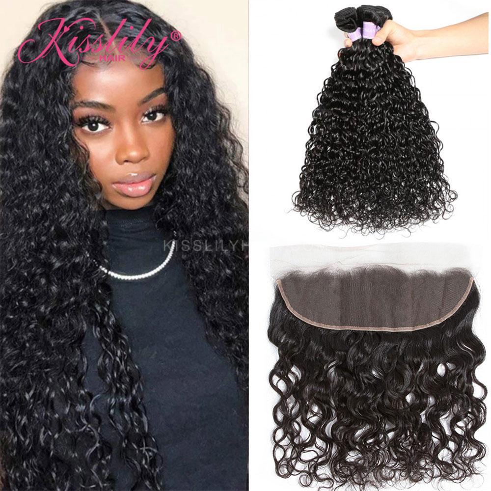 Kisslily Hair 13x4 Lace Frontal Water Wave With 3 Bundles [FW24]-Hair Accessories-Kisslilyhair