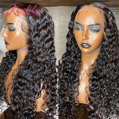 Kisslily Hair 13x4 Lace Frontal Wig Water Wave Human Hair Wigs Bleached Knots PrePlucked Wig for Women [NAW07]-Hair Accessories-Kisslilyhair