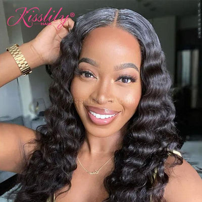 Kisslily Hair 13x4 Lace Frontal Wigs Deep Wave Wigs Human Hair Pre Plucked Bleached Knots [NAW04]-Hair Accessories-Kisslilyhair