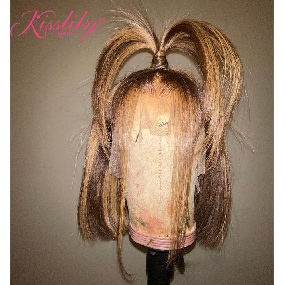 Kisslily Hair 13x4 Short Straight Bob Human Hair Wig Blunt Cut Pixie Cut Human Hair Wig Pre Plucked With Baby Hair [CDC39]-Hair Accessories-Kisslilyhair