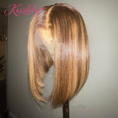 Kisslily Hair 13x4 Short Straight Bob Human Hair Wig Blunt Cut Pixie Cut Human Hair Wig Pre Plucked With Baby Hair [CDC39]-Hair Accessories-Kisslilyhair