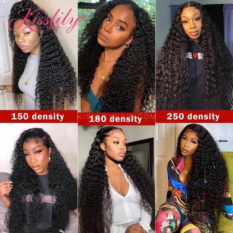 Kisslily Hair 13x6 HD Undetectable Invisible Swiss Lace Front Wigs Curly Human Hair Wig Pre Plucked 200% [NAW15]
