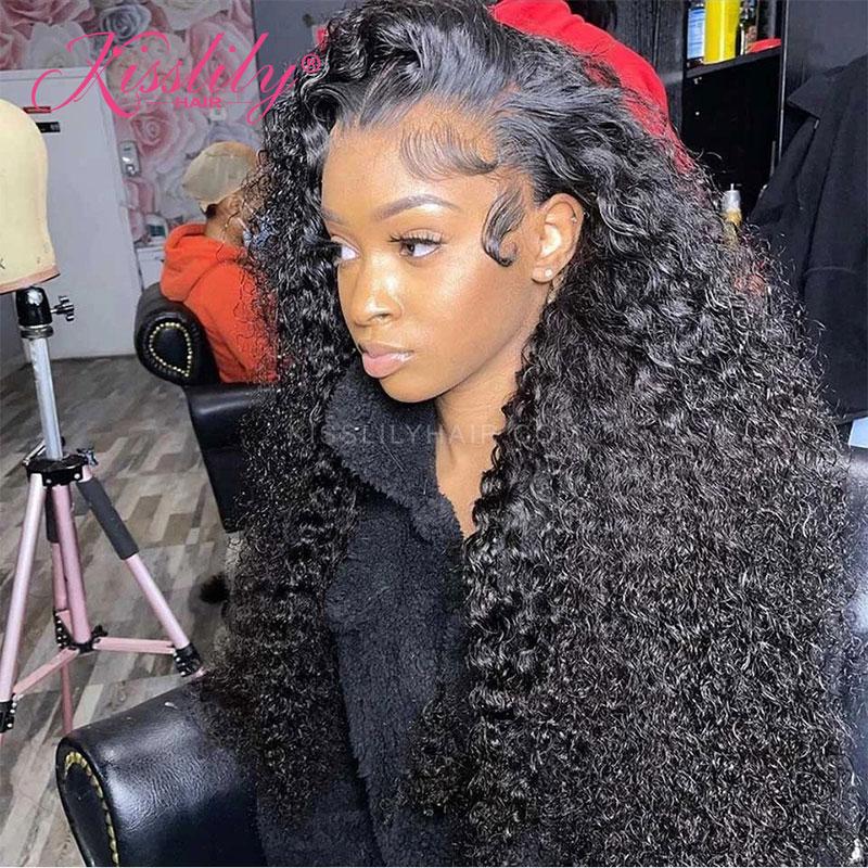 Kisslily Hair 13x6 Lace Frontal Wigs Curly Human Hair Wigs Natural Black High Quality Glueless Hair [NAW19]-Hair Accessories-Kisslilyhair