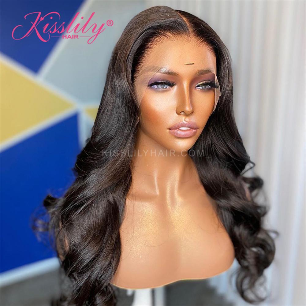 Kisslily Hair 13x6 Lace Frontal Wigs Wavy Wigs 100% Human Hair Brazilian Hair Glueless For Women [NAW24]-Hair Accessories-Kisslilyhair