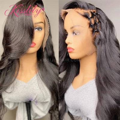 Kisslily Hair 13x6 Lace Frontal Wigs Wavy Wigs 100% Human Hair Brazilian Hair Glueless For Women [NAW24]-Hair Accessories-Kisslilyhair
