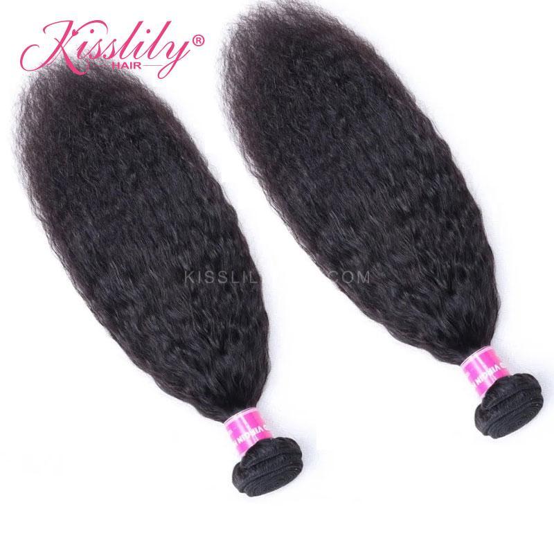 Kisslily Hair 2 PCs Yaki Straight Indian Virgin Bundle [WEFT13]-Hair Accessories-Kisslilyhair