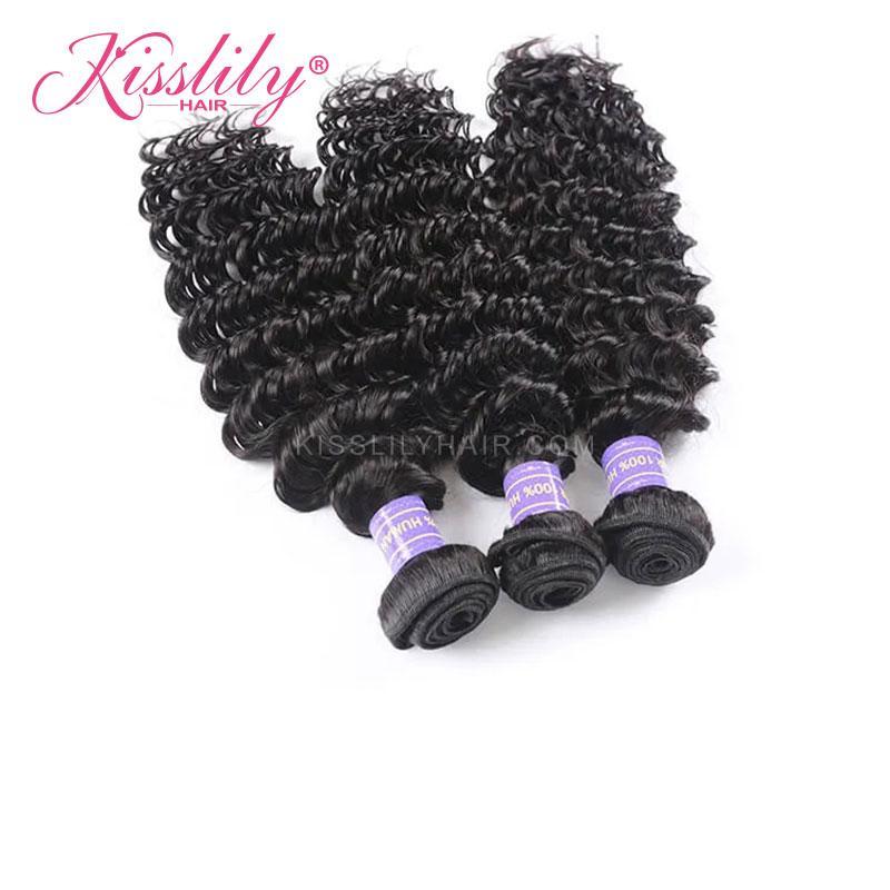 Kisslily Hair 3 PCs Deep Wave Indian Virgin Bundle [WEFT19]-Hair Accessories-Kisslilyhair