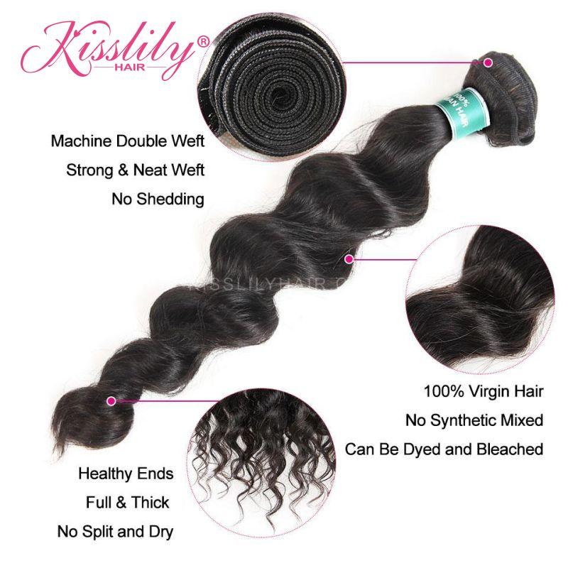 Kisslily Hair 3 PCs Loose Wave Indian Virgin Bundle [WEFT22]-Hair Accessories-Kisslilyhair