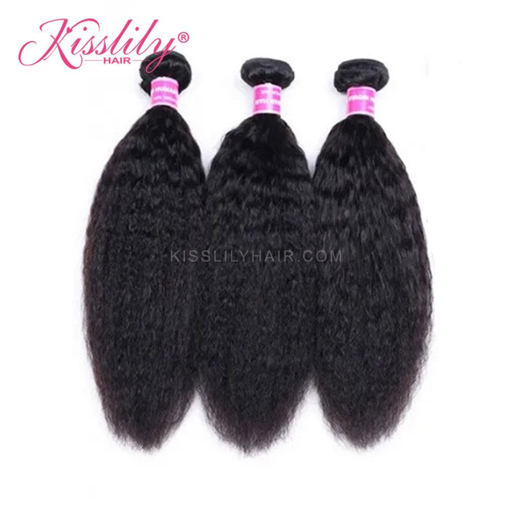 Kisslily Hair 3 PCs Yaki Straight Indian Virgin Bundle [WEFT21]-Hair Accessories-Kisslilyhair