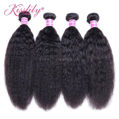Kisslily Hair 4 PCs Yaki Straight Indian Virgin Bundle [WEFT29]-Hair Accessories-Kisslilyhair