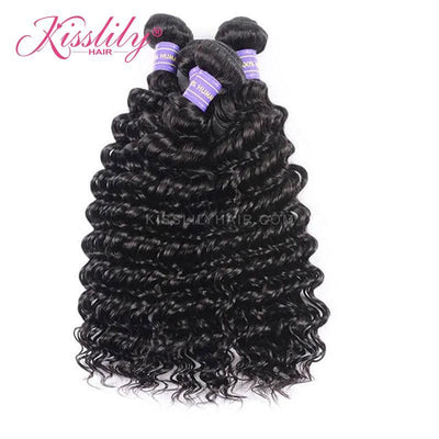 Kisslily Hair 4x4 Closure Deep Wave With 3 Bundles [CW04]-Hair Accessories-Kisslilyhair