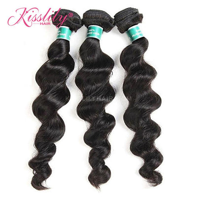 Kisslily Hair 4x4 Closure Loose Wave With 3 Bundles [CW08]-Hair Accessories-Kisslilyhair