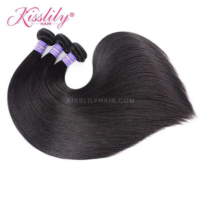 Kisslily Hair 4x4 Lace Closure Silky Straight With 3 Bundles [CW12]-Hair Accessories-Kisslilyhair