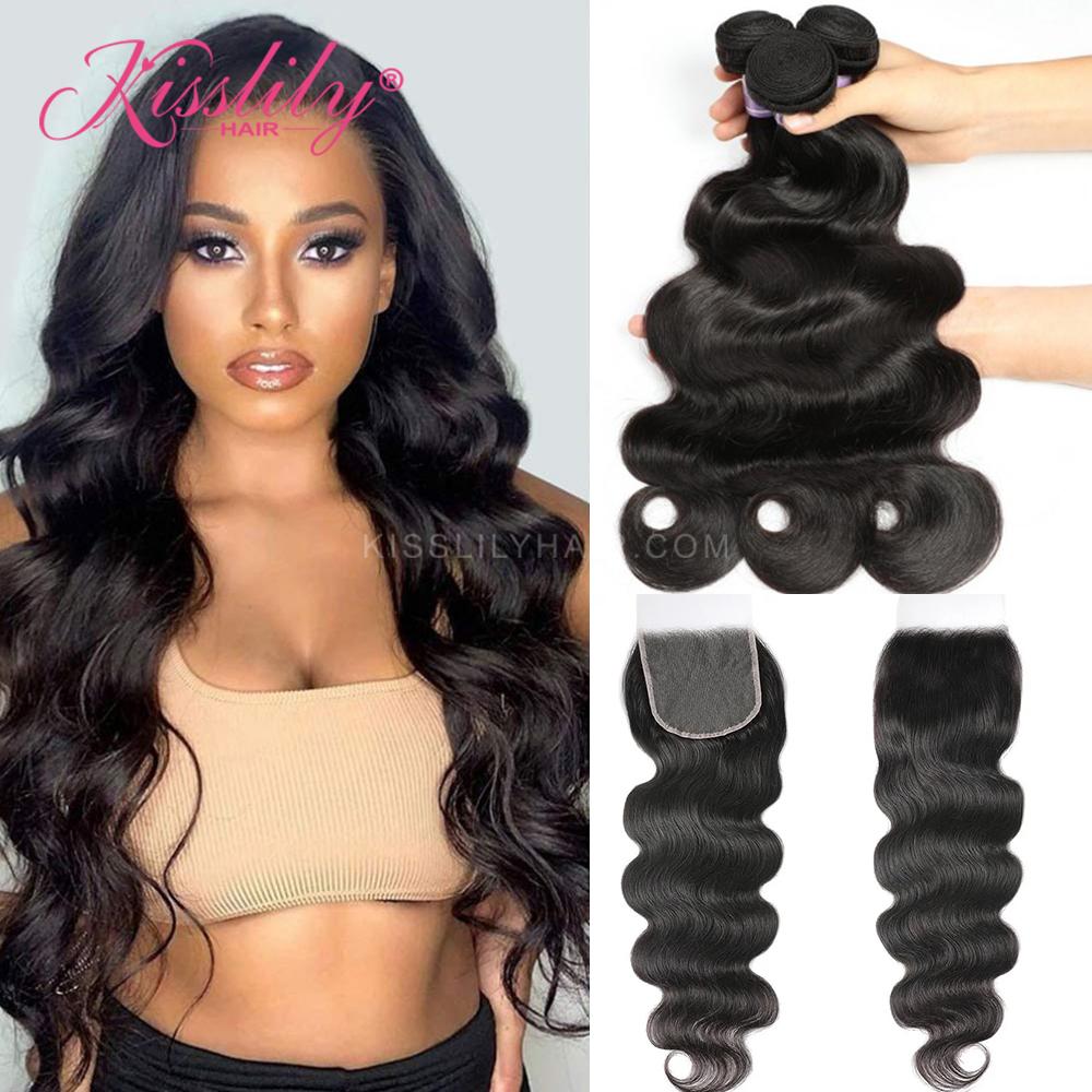 Kisslily Hair 5x5 Closure Body Wave With 3 Bundles [CW13]-Hair Accessories-Kisslilyhair
