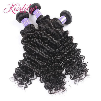 Kisslily Hair 5x5 HD Lace Closure Deep Wave With 3 Bundles [CW32]-Hair Accessories-Kisslilyhair