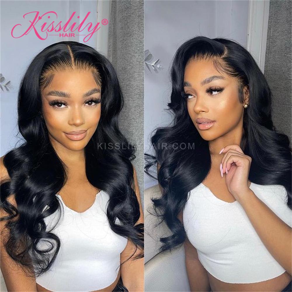 Kisslily Hair 5x5 HD Lace Closure Wigs Wavy Wigs Human Hair 180 Density Natural Black For Women Remy [NAW29]-Hair Accessories-Kisslilyhair