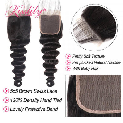Kisslily Hair 5x5 Lace Closure Loose Wave [CL10]-Hair Accessories-Kisslilyhair