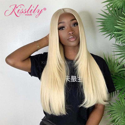 Kisslily Hair 613 Blonde Straight Human Hair 13x4 Lace Front Wig For Black Women [CHC28]-Hair Accessories-Kisslilyhair