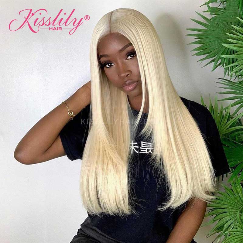 Kisslily Hair 613 Blonde Straight Human Hair 13x4 Lace Front Wig For Black Women [CHC28]-Hair Accessories-Kisslilyhair