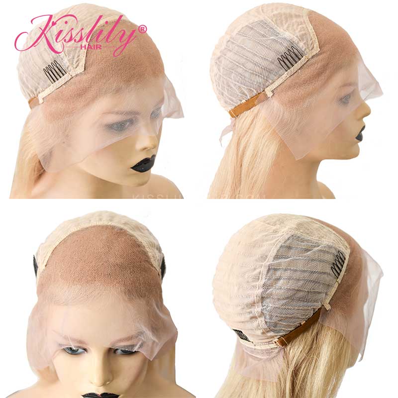 Kisslily Hair Ash Blonde Silky Straight Human Hair 13x4 Lace Front Pre Plucked [CHC27]-Hair Accessories-Kisslilyhair