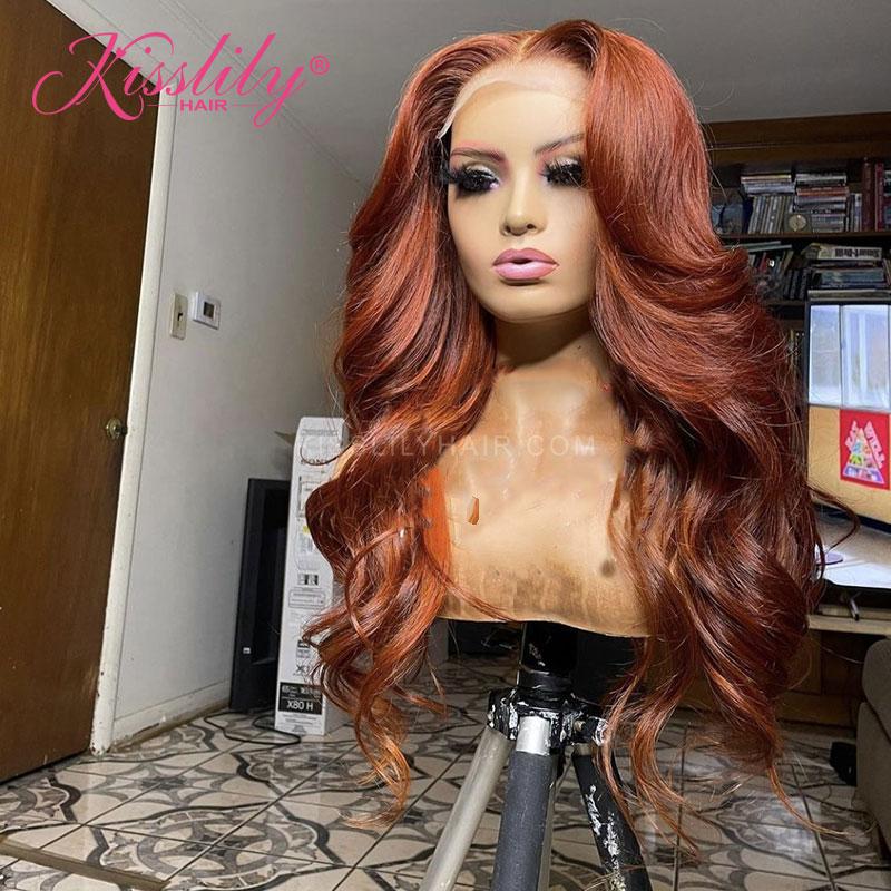 Kisslily Hair Colord Body Wave 13x4 Lace Frontal Ginger Human Hair Pre Plucked [CHC43]-Hair Accessories-Kisslilyhair