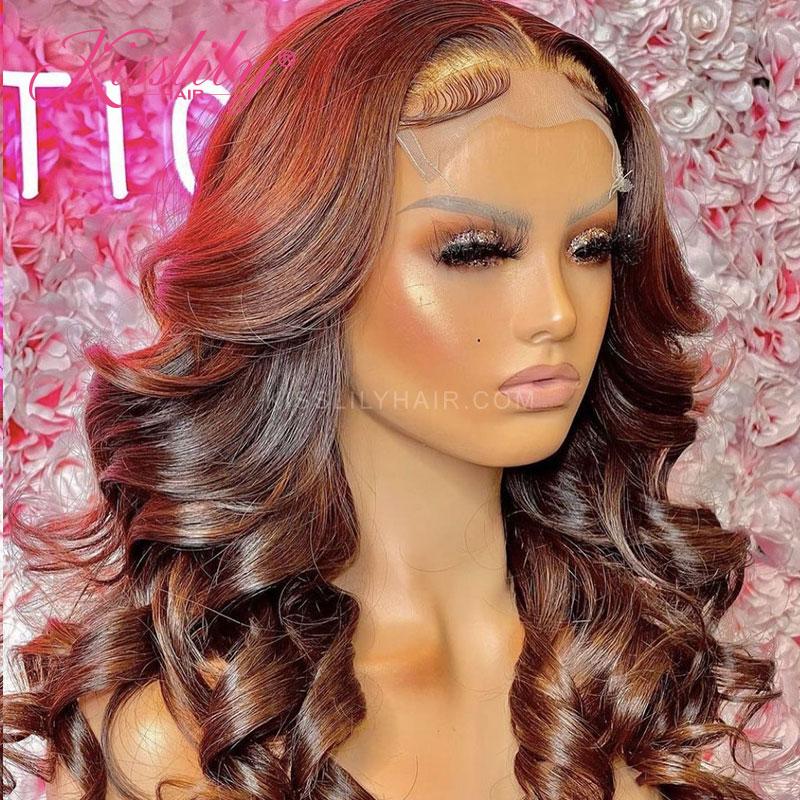 Kisslily Hair Colord Body Wave Hair 13x4 Lace Frontal Human Hair For Black Women [CDC09]-Hair Accessories-Kisslilyhair
