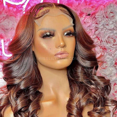 Kisslily Hair Colord Body Wave Hair 13x4 Lace Frontal Human Hair For Black Women [CDC09]-Hair Accessories-Kisslilyhair