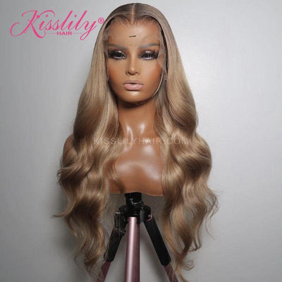 Kisslily Hair Colord Body Wave Hair 13x4 Lace Frontal Human Hair Pre Plucked [CDC11]-Hair Accessories-Kisslilyhair