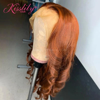 Kisslily Hair Colord Body Wave Hair 13x4 Lace Frontal Wig Ginger Human Hair [CHC01]-Hair Accessories-Kisslilyhair