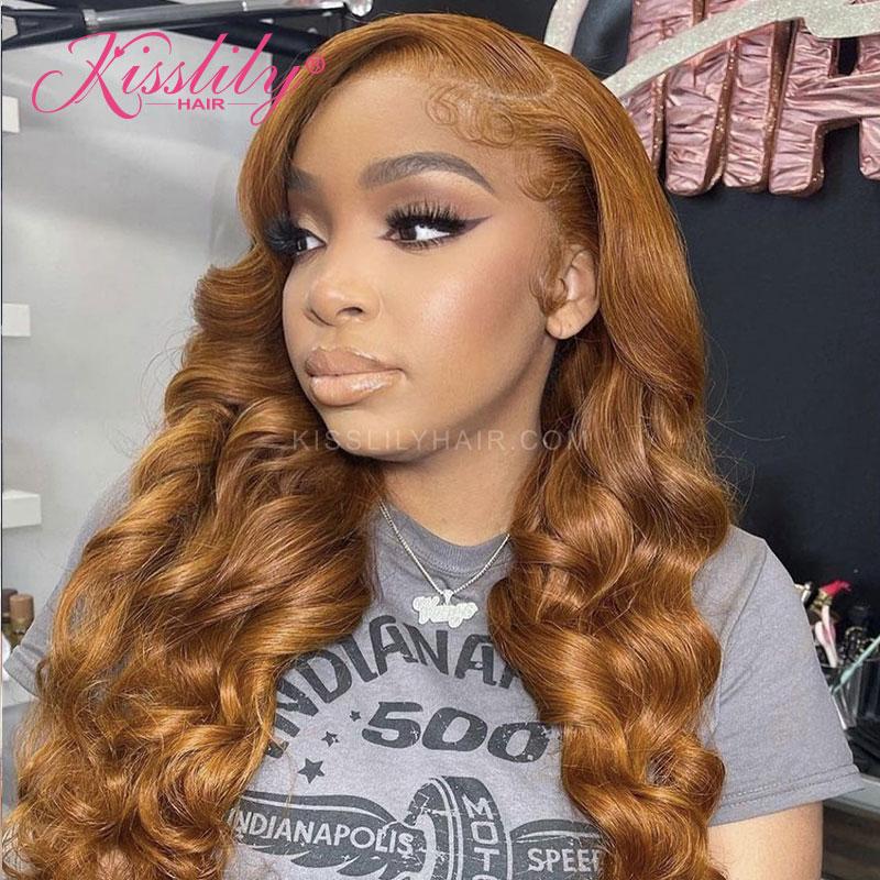 Kisslily Hair Colord Loose Deep Wave 13x4 Lace Frontal Ginger Human Hair Pre Plucked [CHC38]-Hair Accessories-Kisslilyhair