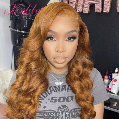 Kisslily Hair Colord Loose Deep Wave 13x4 Lace Frontal Ginger Human Hair Pre Plucked [CHC38]-Hair Accessories-Kisslilyhair