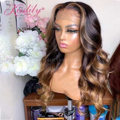 Kisslily Hair Colored Wigs Ombre Honey Blonde Body Wave 13x4 Lace Front Human Hair Women [CHC21]-All Glueless Lace Wigs-Kisslilyhair