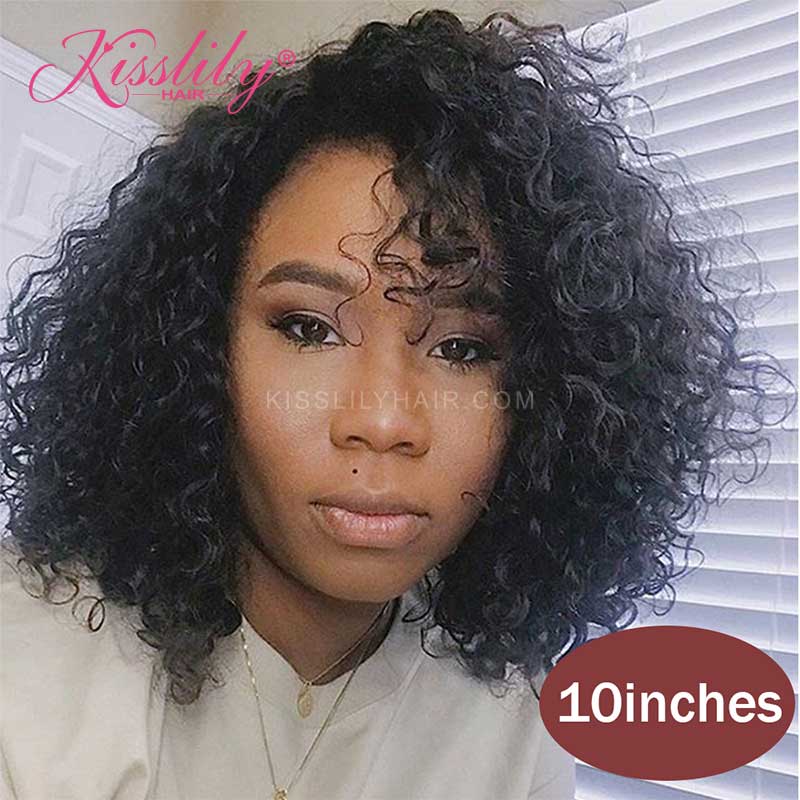 Kisslily Hair Curly Bob 13x4 Lace Front Wig  For Black Women Pre Plucked [BOB11]