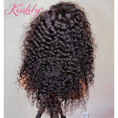 Kisslily Hair Curly Human Hair Wig 13x4 Lace Frontal Brazilian Hair Wigs For Women Baby Hair Preplucked 200% [NAW51]