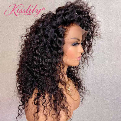 Kisslily Hair Curly Human Hair Wig 13x4 Lace Frontal Brazilian Hair Wigs For Women Baby Hair Preplucked 200% [NAW51]