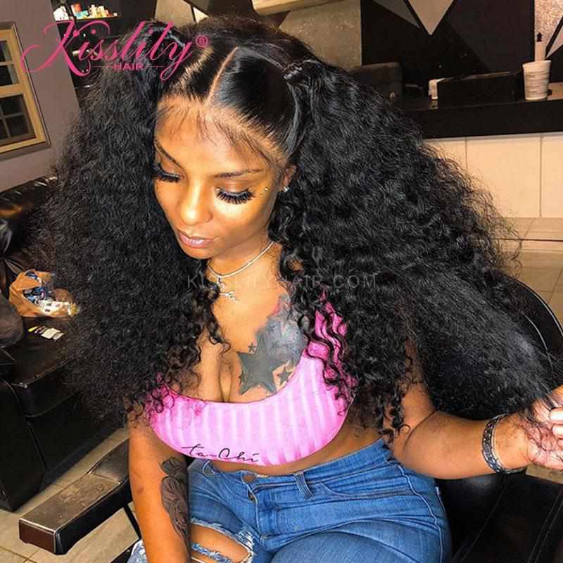 Kisslily Hair HD 5x5 Lace Closure Wig Human Hair Curly Wigs Pre Plucked Bleached Knots For Black Woman 250% Density [NAW42]