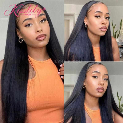 Kisslily Hair Headband Wig Human Hair Straight Glueless Brazilian Wigs For Black Women Remy Fast Delivery [NAW38]-Hair Accessories-Kisslilyhair