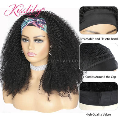 Kisslily Hair Headband Wigs Deep Curly Hair Wigs Human Hair Natural Black Hair Remy [NAW37]-Hair Accessories-Kisslilyhair
