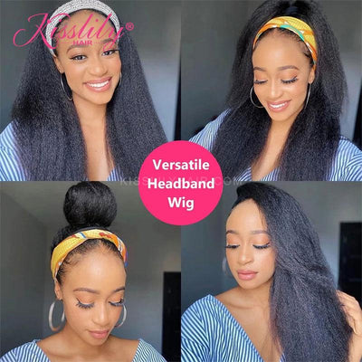 Kisslily Hair Headband Wigs Yaki Straight Wig 100% Human Hair Glueless Wigs for Black Women 26 inch [NAW35]-Hair Accessories-Kisslilyhair